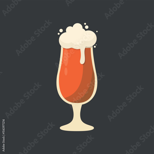 Glass of fresh light foamy beer - Vector illustration