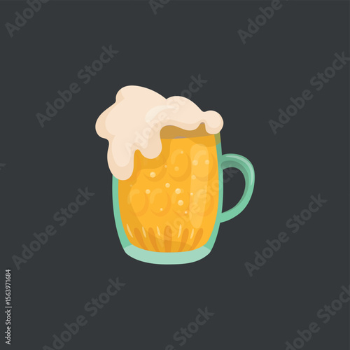 Large mug of fresh light foamy beer - Vector illustration