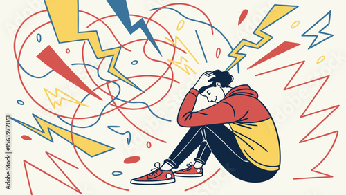 Vector image representing youth mental distress.