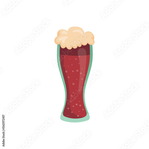 Glass of fresh dark foamy beer - Vector illustration