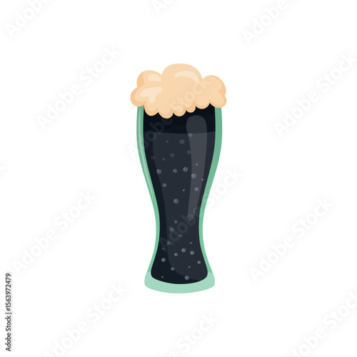 Glass of fresh dark foamy beer - Vector illustration