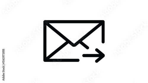 Black outline icon of an envelope with an outgoing arrow on a white background
