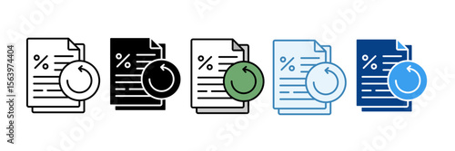 Tax Refund  Icon Set Multiple Style Collection