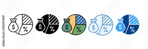 Profit Margin  Icon Set Multiple Style Collection
