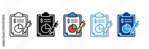Quarterly Report  Icon Set Multiple Style Collection