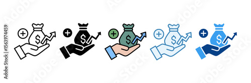 Net Income  Icon Set Multiple Style Collection
