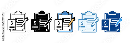 Expense Report  Icon Set Multiple Style Collection