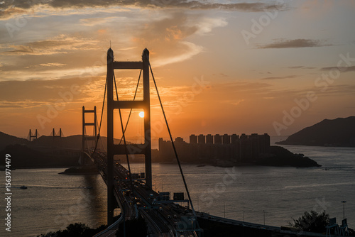 October, 2024, Hong Kong PRC - Tsing Ma Bridge - longest suspension bridge