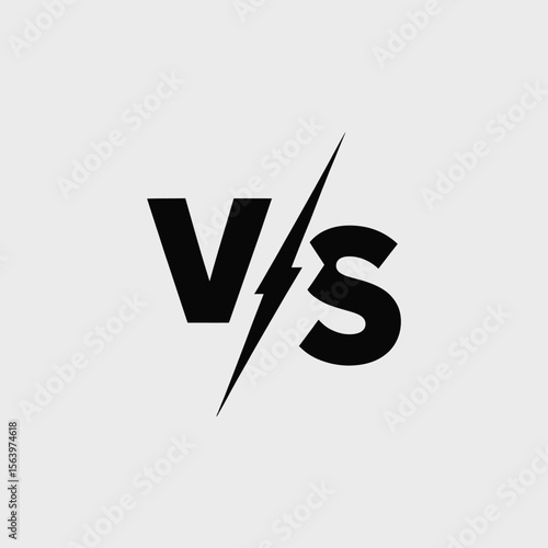 Bold black versus symbol with a lightning bolt integrated into the slash