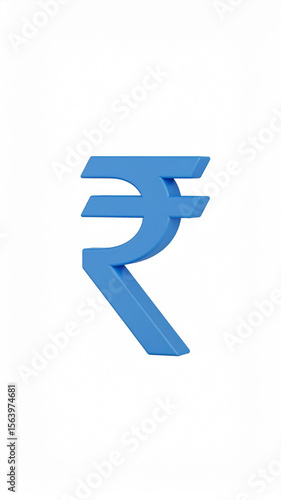 A solitary 3d rendering showcases the blue indian rupee symbol against a clean white background emphasizing financial currency. Free Download A solitary 3d rendering showcases the blue indian rupee symbol against a clean white background emphasizing financial currency. - GFXLoad