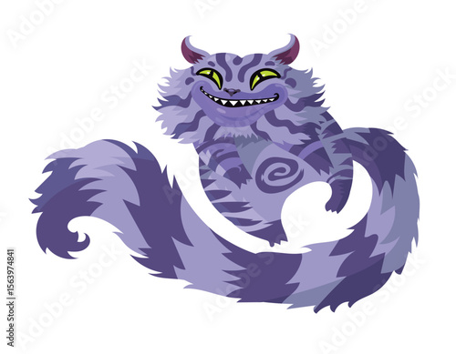 happy magical flying purple cat