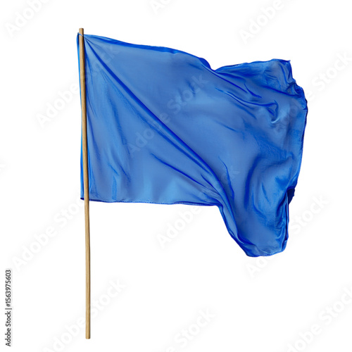 waving blue flag  isolated on transparent background