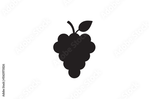 Ripe Grape Silhouette Image in White background 