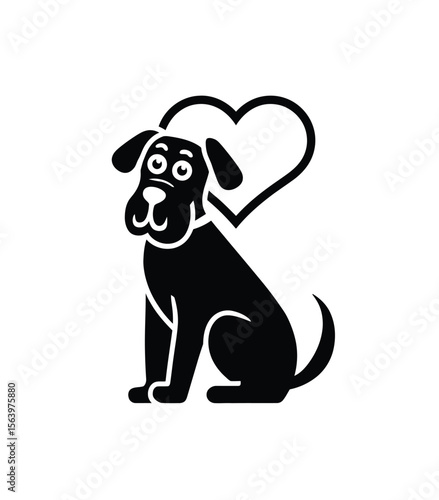 Dog love Icon in black color with white background.