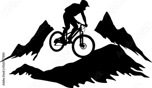 mountain biking, cycling,  man and tree vector bundle