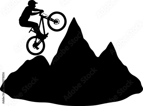 Mountain Biker on Cliff Silhouette vector graphics bundle