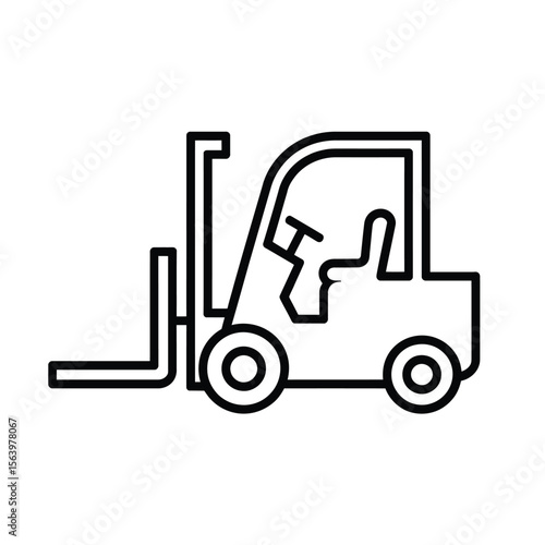 Simple outline icon of a forklift truck with a driver silhouette inside