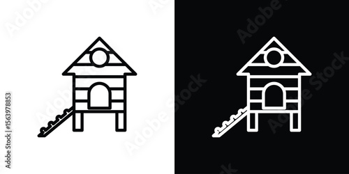 Chicken coop icon. Simple thin line, outline vectors