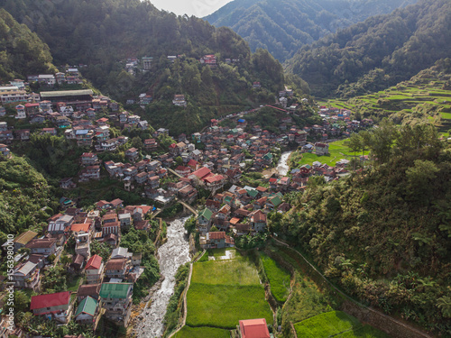 Aerial view of Barlig municipal houses, Mountain Province, Philippines 