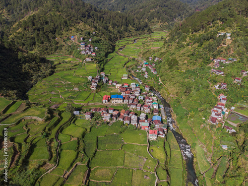 Aerial view of Barlig municipal houses, Mountain Province, Philippines 