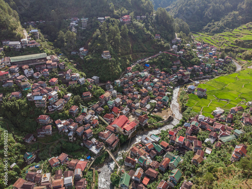 Aerial view of Barlig municipal houses, Mountain Province, Philippines 