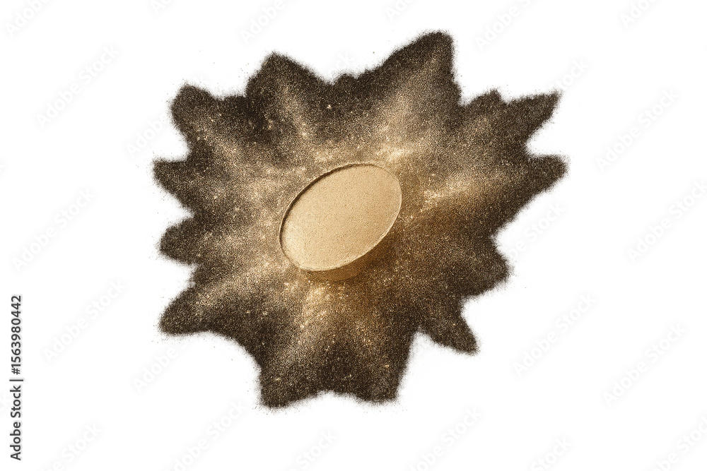 Fototapeta premium Abstract golden eyeshadow palette isolated on transparent background, close-up