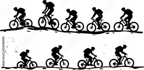 Mountain Biker on Cliff Silhouette vector graphics bundle