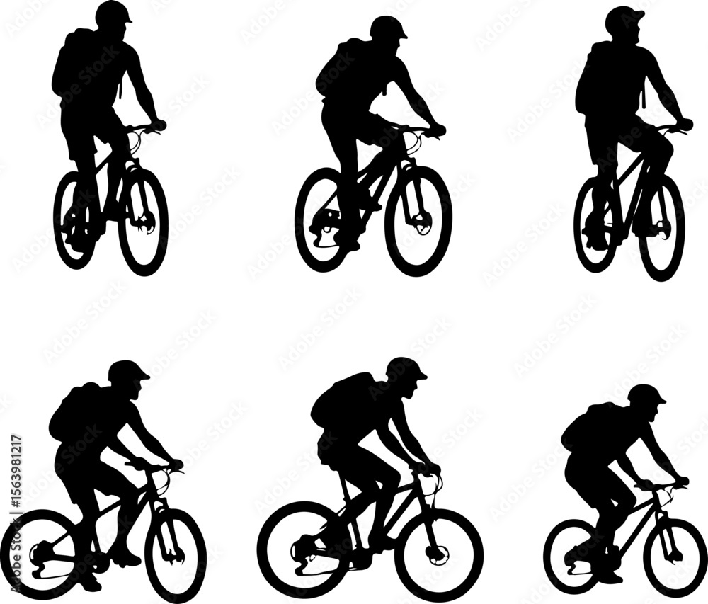 Fototapeta premium Mountain Biker on Cliff Silhouette vector graphics bundle