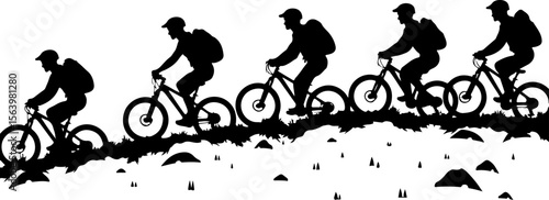 Mountain Biker on Cliff Silhouette vector graphics bundle