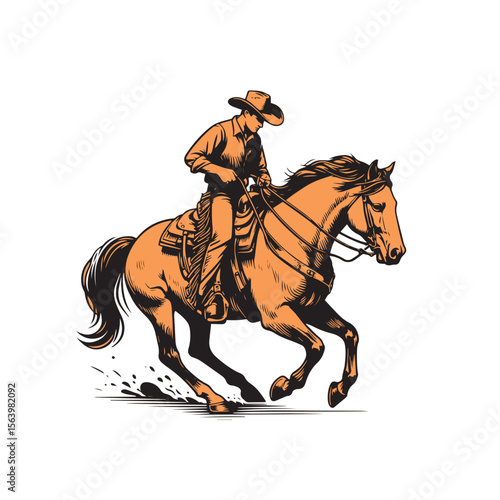 Wallpaper Mural Vector  Modern Cowboy, baking horse.	 Torontodigital.ca