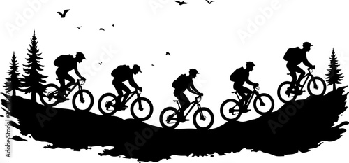 Mountain Biker on Cliff Silhouette vector graphics bundle