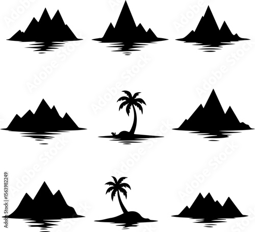 Mountain Biker on Cliff Silhouette vector graphics bundle