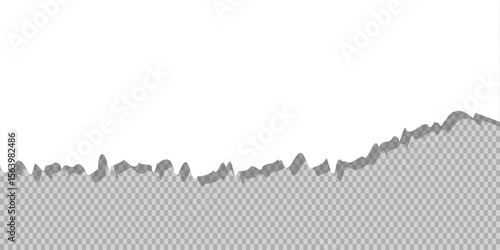 Realistic torn paper edge with rough texture, blank ripped sheet isolated on transparent background for scrapbooking, design overlays, or photo collages