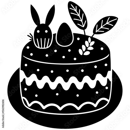 Easter Cake Icon Holiday Symbols, Cross, Bunny, Egg, and Church Graphics