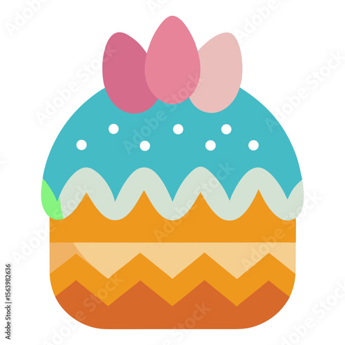 Easter Cake Icon Holiday Symbols, Cross, Bunny, Egg, and Church Graphics