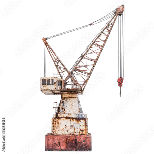 Old crane isolated on white background