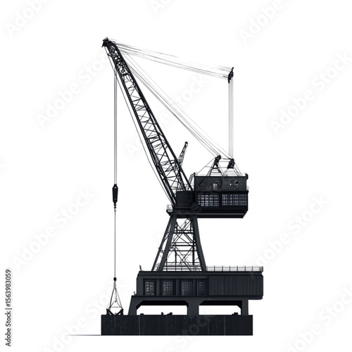 Old crane isolated on white background