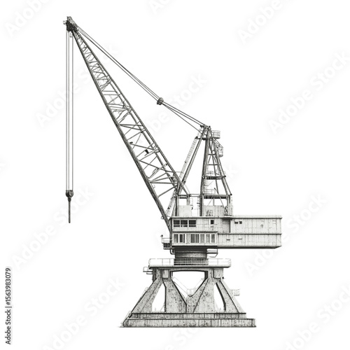 Old crane isolated on white background
