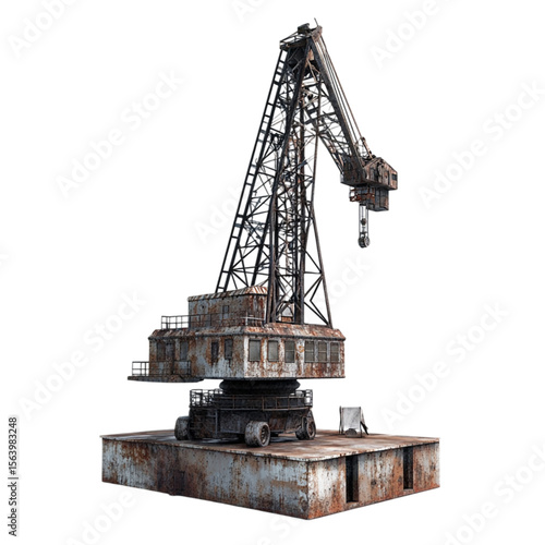 Old crane isolated on white background