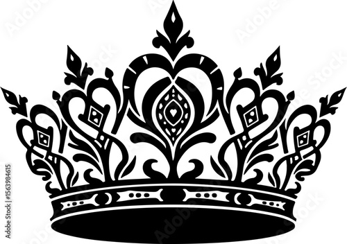 Ornate Crown king Tattoos Silhouette vector graphics