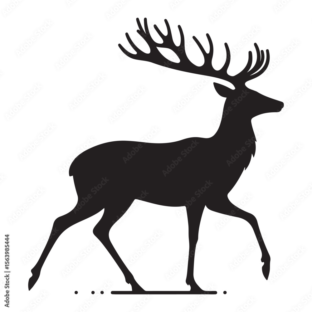 Obraz premium Elegant walking deer silhouette vector illustration for wildlife and nature designs