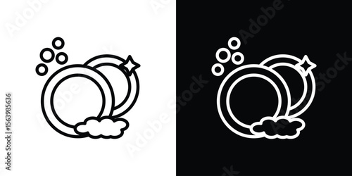 Washing dishes icon. Simple thin line, outline vectors