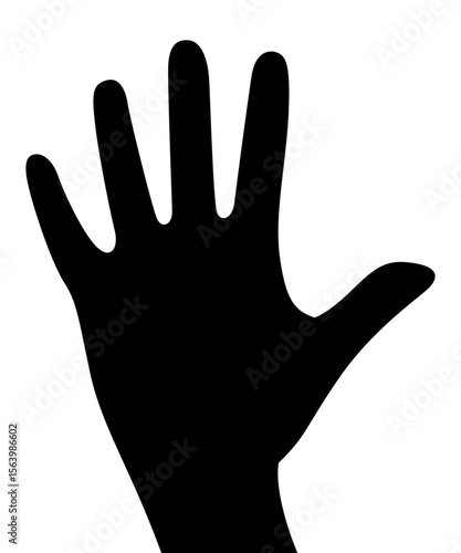 Silhouette Hand: A stark, striking silhouette of a hand, fingers spread wide, commanding attention with its bold simplicity and enigmatic presence.