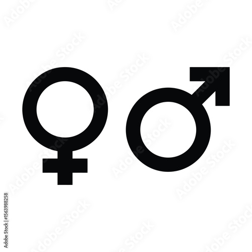 Black Gender Symbols on White Background male female