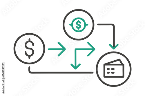 simple mono line icon of a money transfe