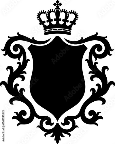  Heraldic Crowns, Shields, and Lion Silhouettes vector bundle