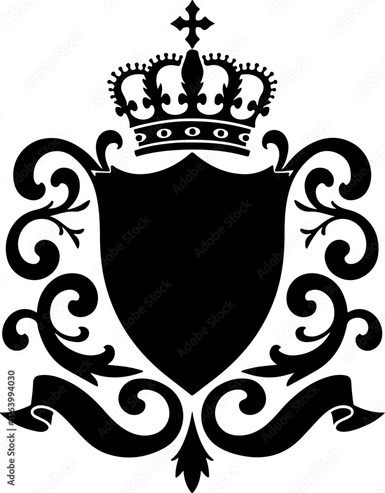 Fototapeta premium Heraldic Crowns, Shields, and Lion Silhouettes vector bundle