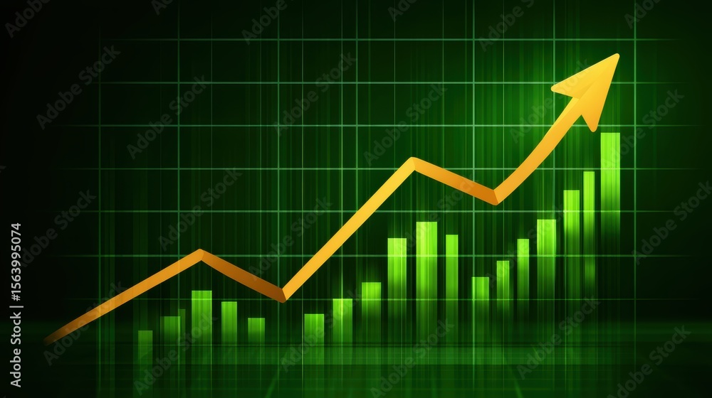 Fototapeta premium Dynamic Green Growth Chart Illustrating Rising Financial Trends and Business Success