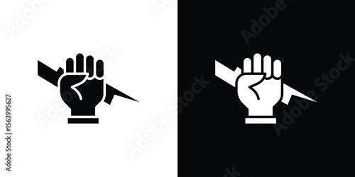 Hand with Power icon Vector Silhouette for graphic and web design collection
