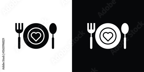 Love Plate icon Vector Silhouette for graphic and web design collection